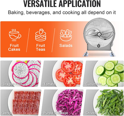 Manual Vegetable Fruit Slicer, 0-0.5"/0-12mm Thickness Adjustable Commercial Slicer Machine, Stainless Steel Food Cutter Slicing Machine with 2 Spare Blades, for Potato, Cucumber, Lemon, Tomato