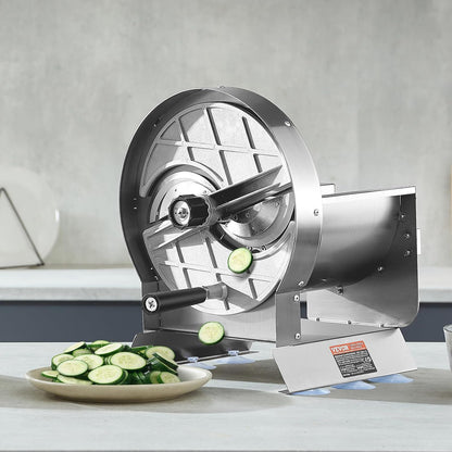 Manual Vegetable Fruit Slicer, 0-0.5"/0-12mm Thickness Adjustable Commercial Slicer Machine, Stainless Steel Food Cutter Slicing Machine with 2 Spare Blades, for Potato, Cucumber, Lemon, Tomato