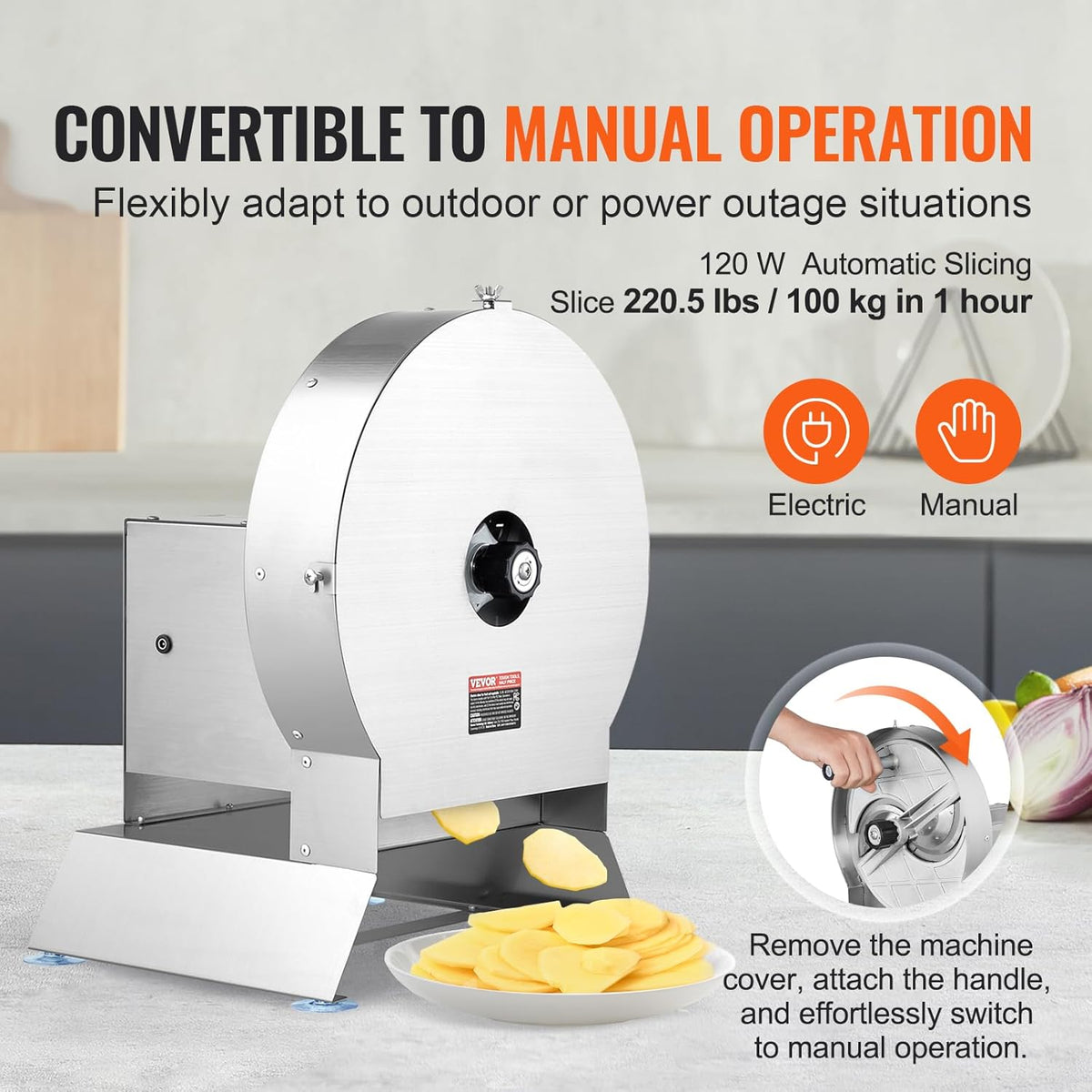 Manual Vegetable Fruit Slicer, 0-0.5"/0-12mm Thickness Adjustable Commercial Slicer Machine, Stainless Steel Food Cutter Slicing Machine with 2 Spare Blades, for Potato, Cucumber, Lemon, Tomato