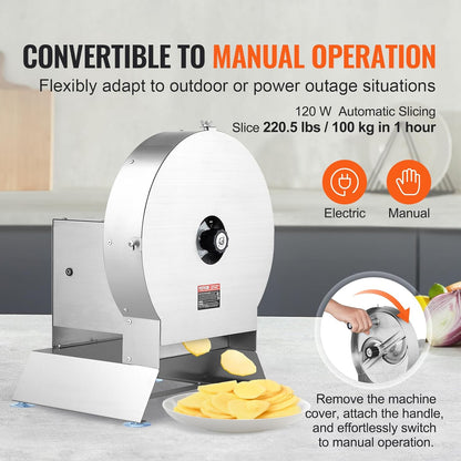 Manual Vegetable Fruit Slicer, 0-0.5"/0-12mm Thickness Adjustable Commercial Slicer Machine, Stainless Steel Food Cutter Slicing Machine with 2 Spare Blades, for Potato, Cucumber, Lemon, Tomato