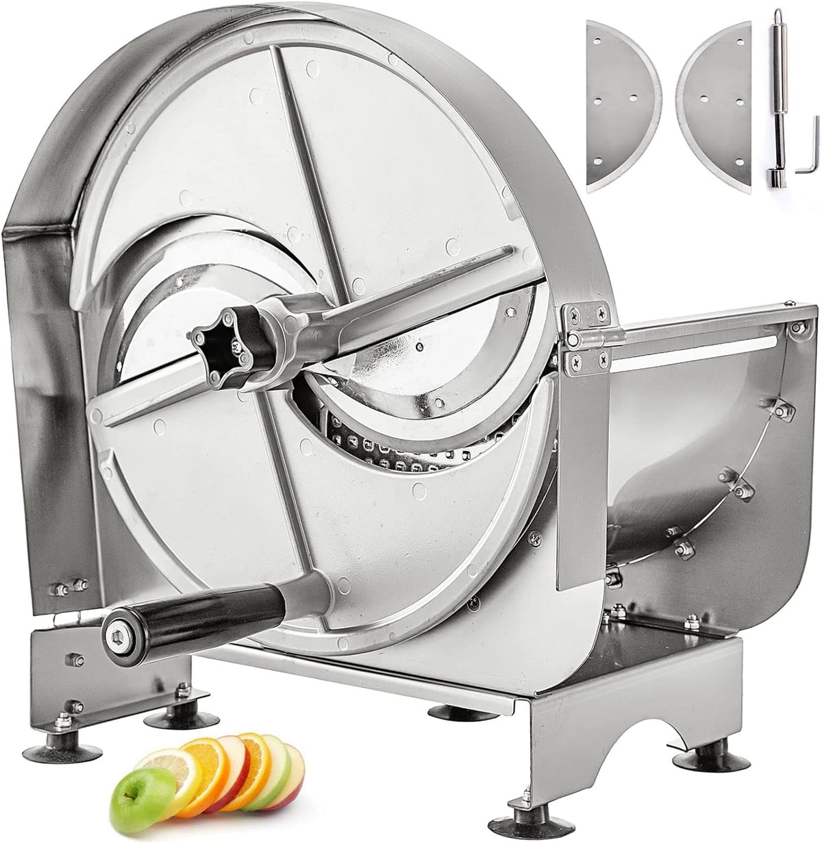 Manual Vegetable Fruit Slicer, 0-0.5"/0-12mm Thickness Adjustable Commercial Slicer Machine, Stainless Steel Food Cutter Slicing Machine with 2 Spare Blades, for Potato, Cucumber, Lemon, Tomato