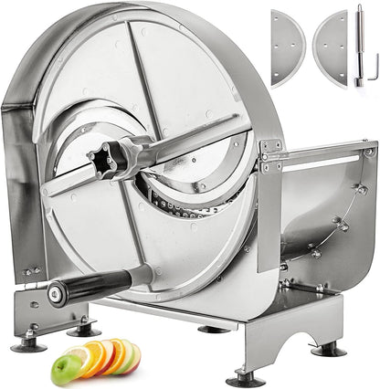 Manual Vegetable Fruit Slicer, 0-0.5"/0-12mm Thickness Adjustable Commercial Slicer Machine, Stainless Steel Food Cutter Slicing Machine with 2 Spare Blades, for Potato, Cucumber, Lemon, Tomato