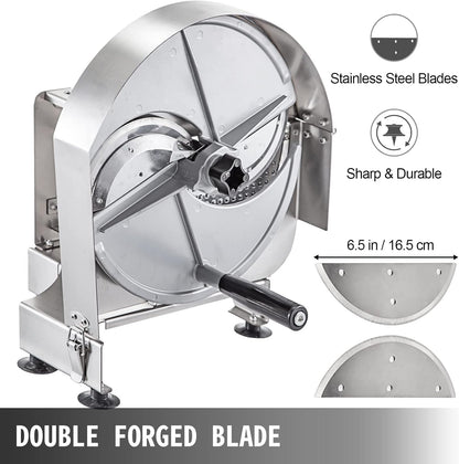 Manual Vegetable Fruit Slicer, 0-0.5"/0-12mm Thickness Adjustable Commercial Slicer Machine, Stainless Steel Food Cutter Slicing Machine with 2 Spare Blades, for Potato, Cucumber, Lemon, Tomato