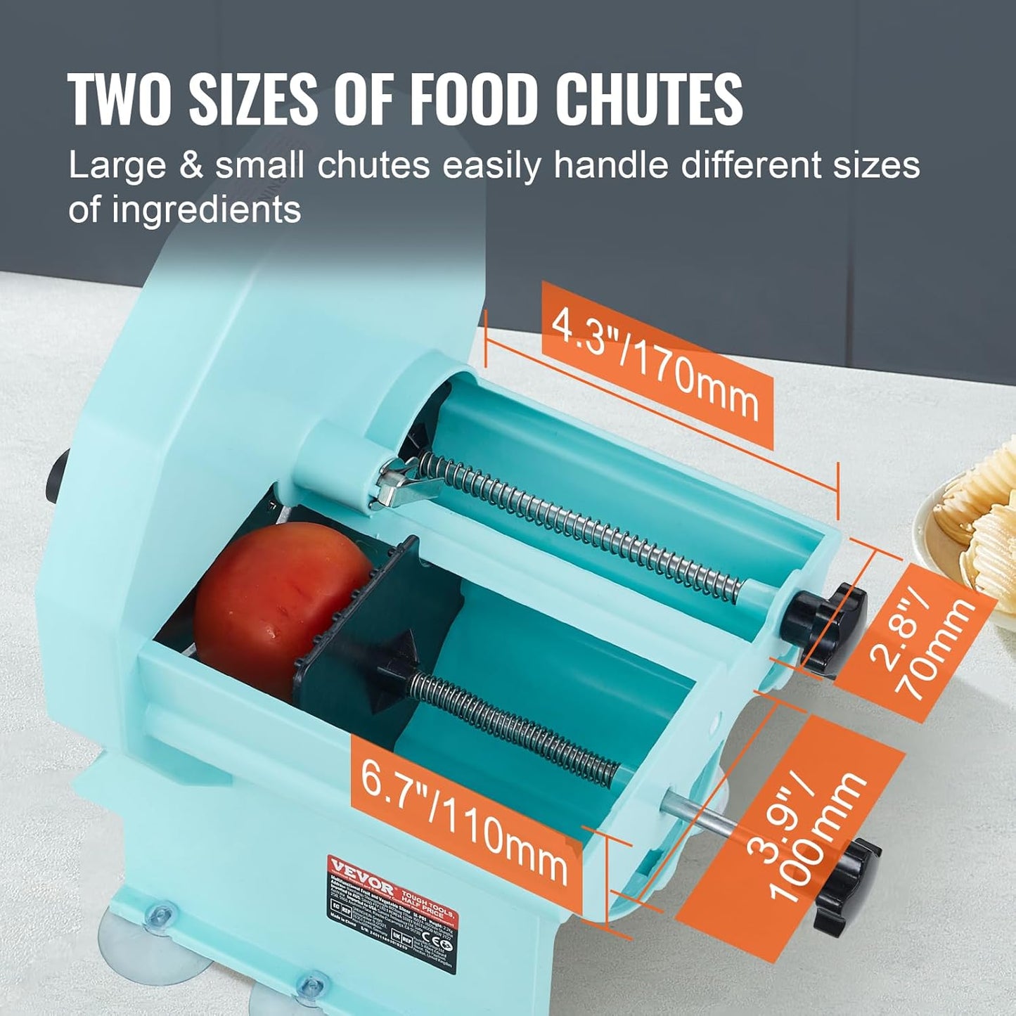 Manual Vegetable Fruit Slicer, 0-0.5"/0-12mm Thickness Adjustable Commercial Slicer Machine, Stainless Steel Food Cutter Slicing Machine with 2 Spare Blades, for Potato, Cucumber, Lemon, Tomato