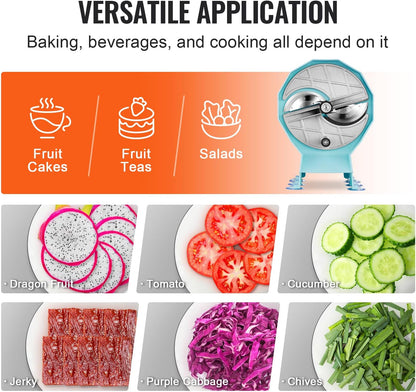 Manual Vegetable Fruit Slicer, 0-0.5"/0-12mm Thickness Adjustable Commercial Slicer Machine, Stainless Steel Food Cutter Slicing Machine with 2 Spare Blades, for Potato, Cucumber, Lemon, Tomato