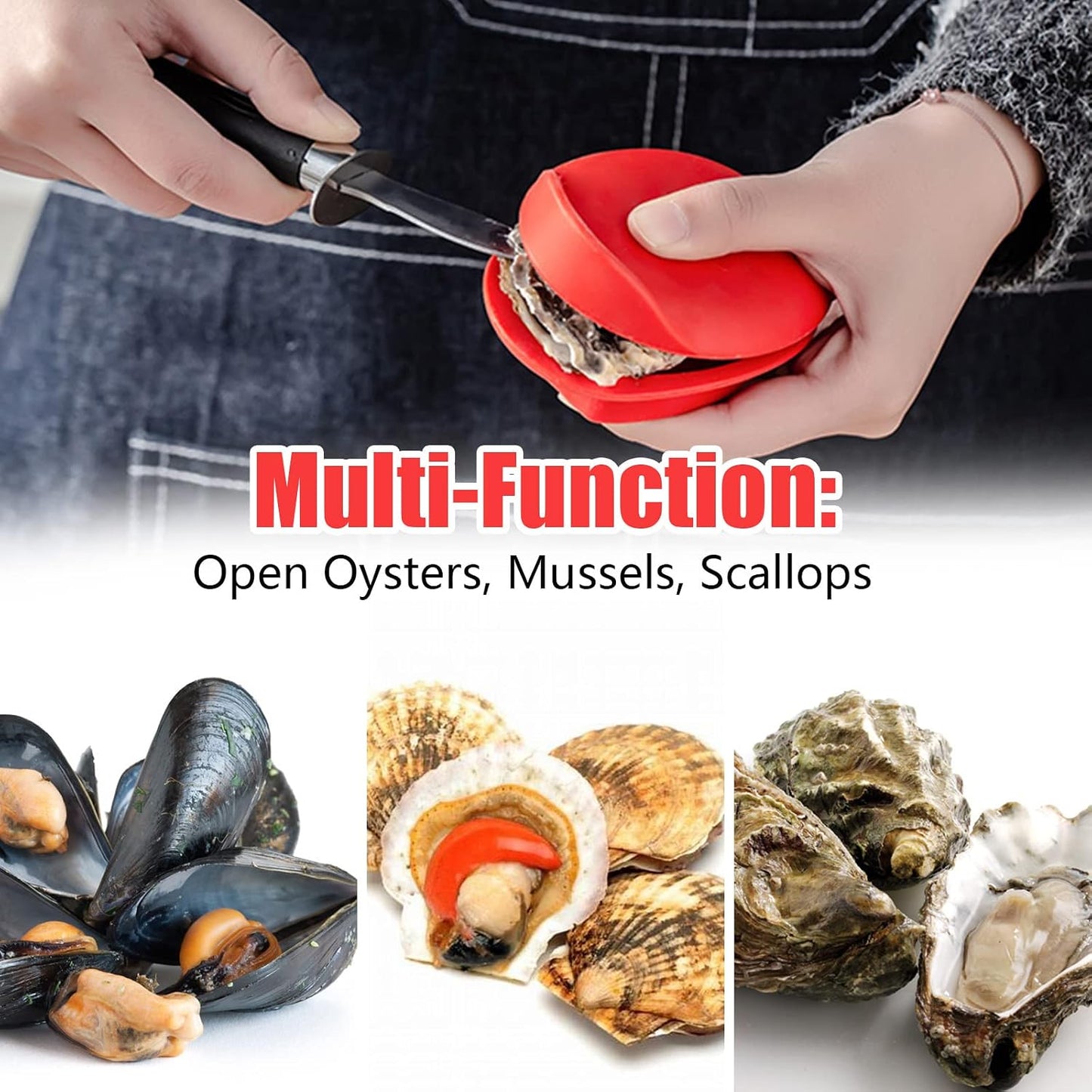 Silicone Oyster Shucking Hand Clip Oyster Shucker Shellfish Opener Kitchen Tool for Seafood Oyster Knives Opener Shellfish Shucker (2PCS)