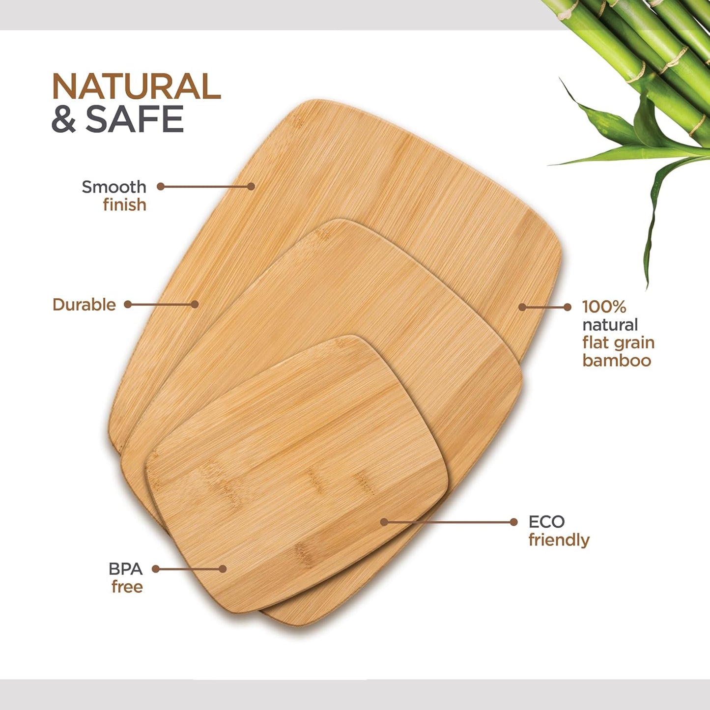 Bamboo Cutting Board, Wooden Kitchen Chopping Board for Food Prep, Chopping, Carving Meat, Fruits Vegetables, 12.5" x 9"