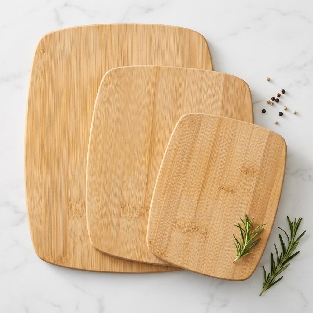 Bamboo Cutting Board, Wooden Kitchen Chopping Board for Food Prep, Chopping, Carving Meat, Fruits Vegetables, 12.5" x 9"