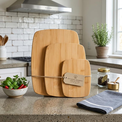 Bamboo Cutting Board, Wooden Kitchen Chopping Board for Food Prep, Chopping, Carving Meat, Fruits Vegetables, 12.5" x 9"