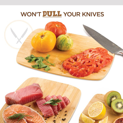 Bamboo Cutting Board, Wooden Kitchen Chopping Board for Food Prep, Chopping, Carving Meat, Fruits Vegetables, 12.5" x 9"