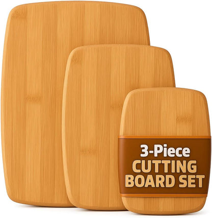 Bamboo Cutting Board, Wooden Kitchen Chopping Board for Food Prep, Chopping, Carving Meat, Fruits Vegetables, 12.5" x 9"