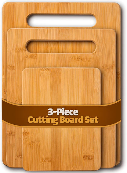 Bamboo Cutting Board, Wooden Kitchen Chopping Board for Food Prep, Chopping, Carving Meat, Fruits Vegetables, 12.5" x 9"