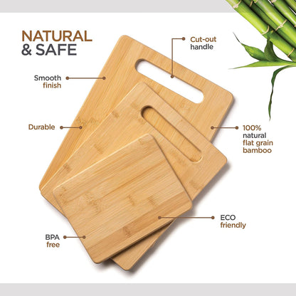 Bamboo Cutting Board, Wooden Kitchen Chopping Board for Food Prep, Chopping, Carving Meat, Fruits Vegetables, 12.5" x 9"