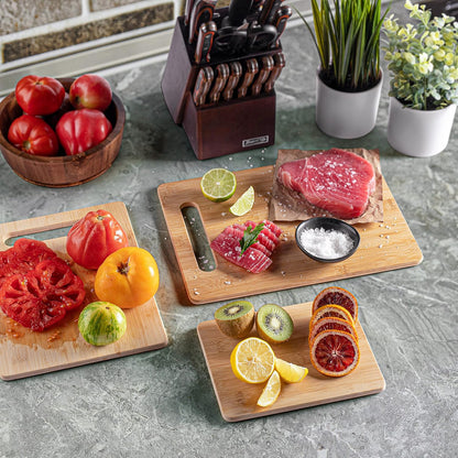 Bamboo Cutting Board, Wooden Kitchen Chopping Board for Food Prep, Chopping, Carving Meat, Fruits Vegetables, 12.5" x 9"