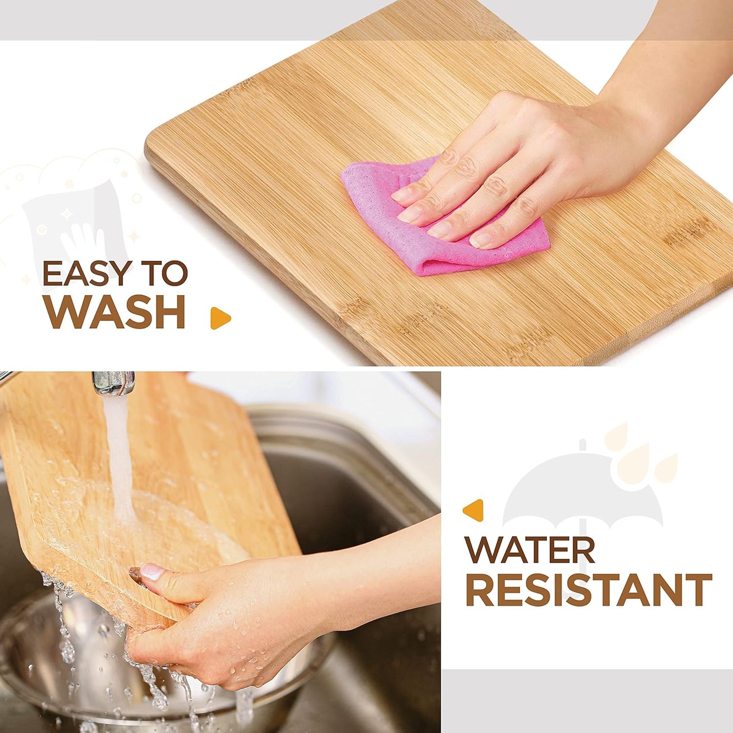 Bamboo Cutting Board, Wooden Kitchen Chopping Board for Food Prep, Chopping, Carving Meat, Fruits Vegetables, 12.5" x 9"