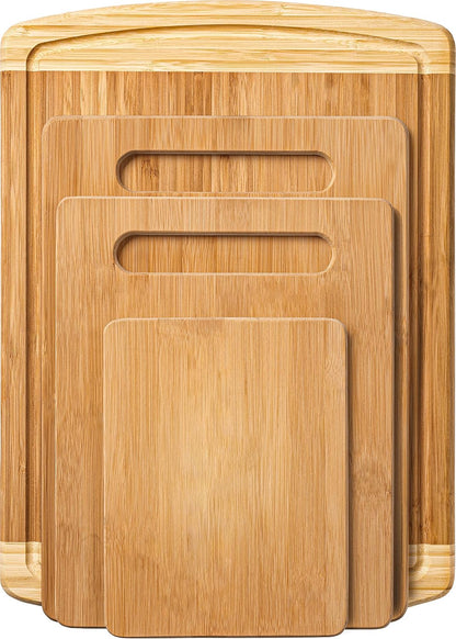 Bamboo Cutting Board, Wooden Kitchen Chopping Board for Food Prep, Chopping, Carving Meat, Fruits Vegetables, 12.5" x 9"