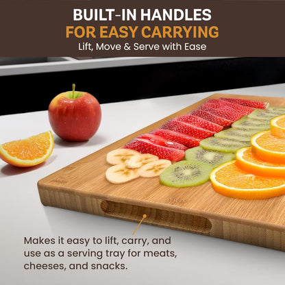 Bamboo Cutting Board, Wooden Kitchen Chopping Board for Food Prep, Chopping, Carving Meat, Fruits Vegetables, 12.5" x 9"