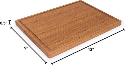 Bamboo Cutting Board, Wooden Kitchen Chopping Board for Food Prep, Chopping, Carving Meat, Fruits Vegetables, 12.5" x 9"