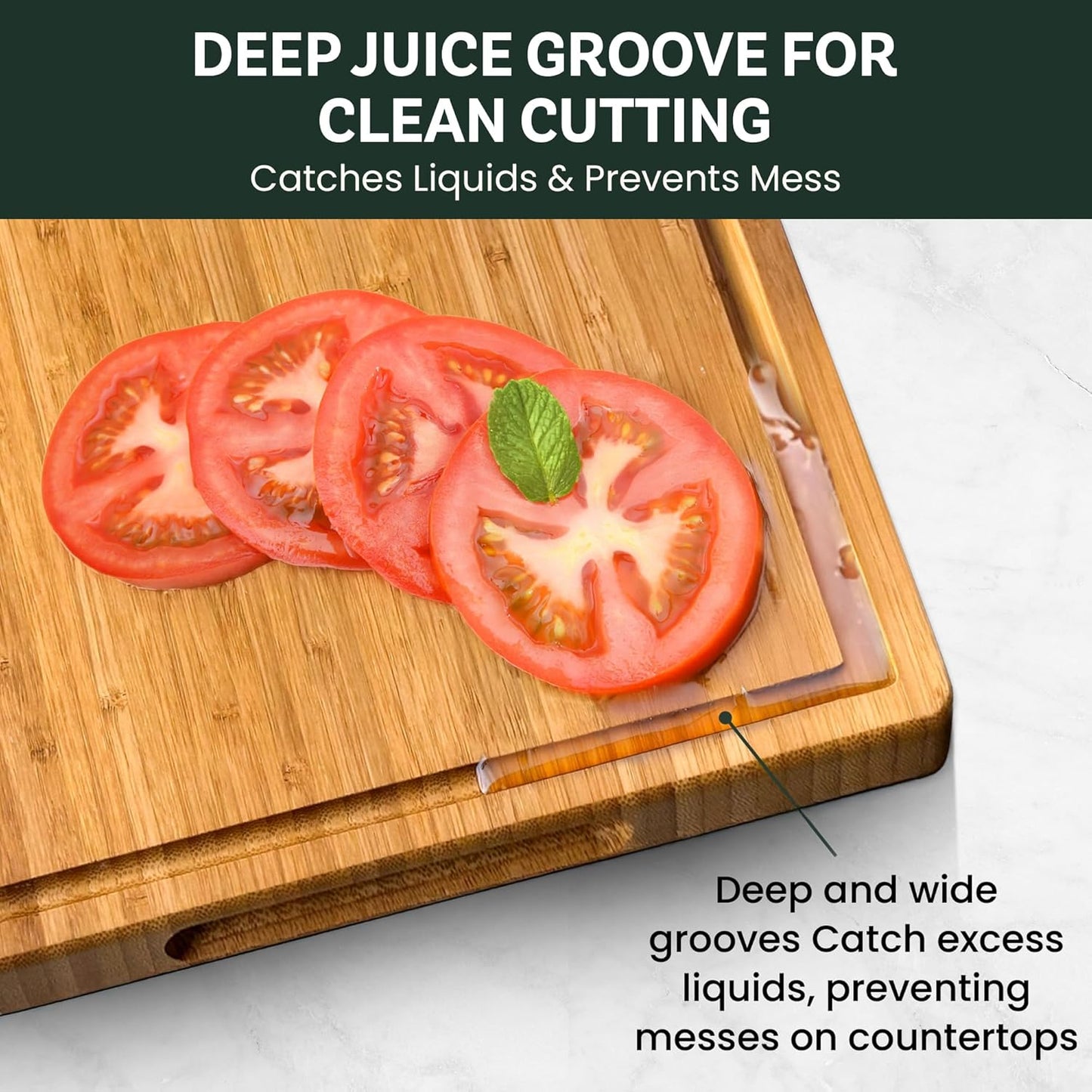 Bamboo Cutting Board, Wooden Kitchen Chopping Board for Food Prep, Chopping, Carving Meat, Fruits Vegetables, 12.5" x 9"