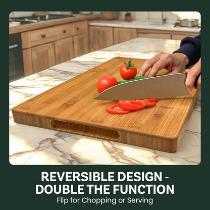 Bamboo Cutting Board, Wooden Kitchen Chopping Board for Food Prep, Chopping, Carving Meat, Fruits Vegetables, 12.5" x 9"