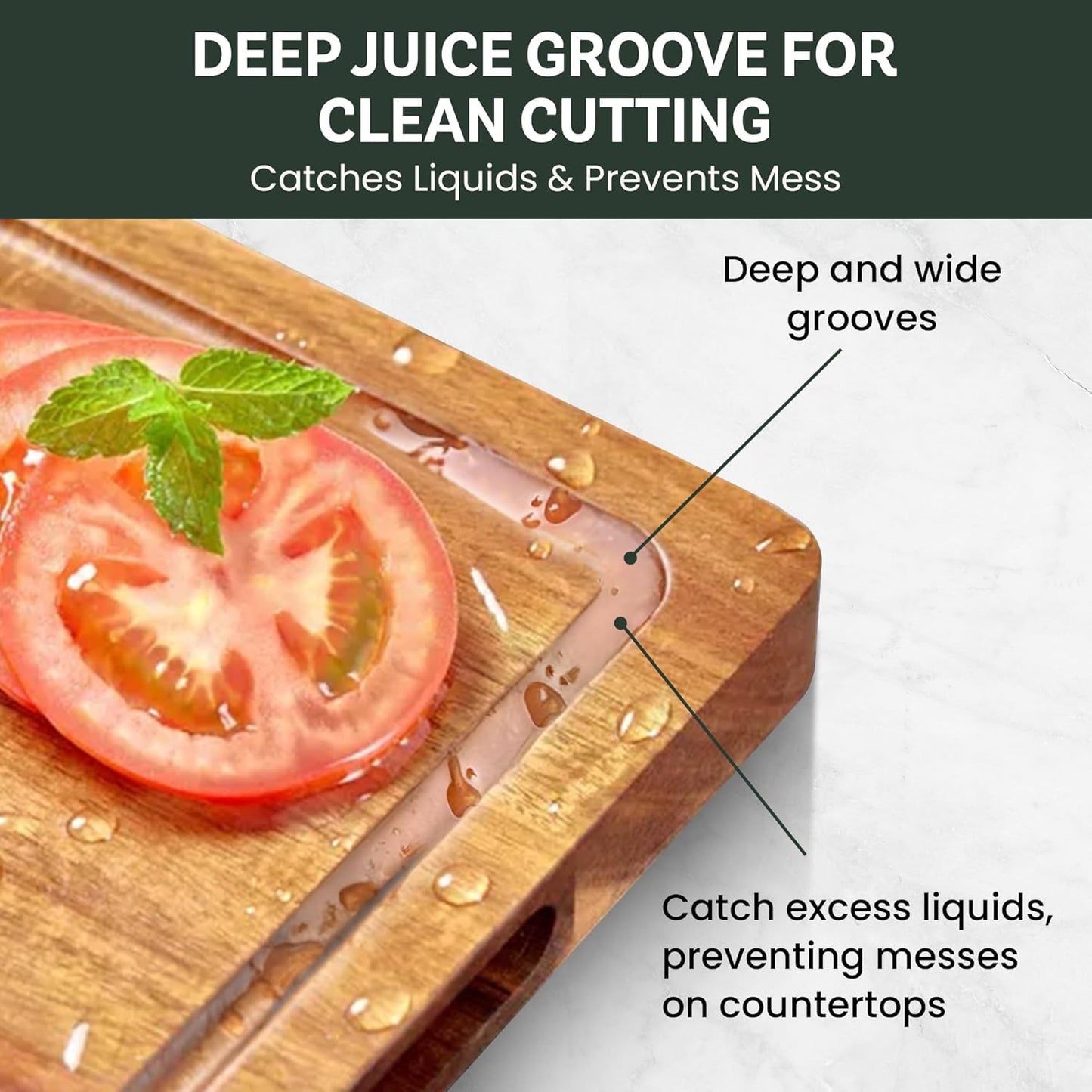 Bamboo Cutting Board, Wooden Kitchen Chopping Board for Food Prep, Chopping, Carving Meat, Fruits Vegetables, 12.5" x 9"