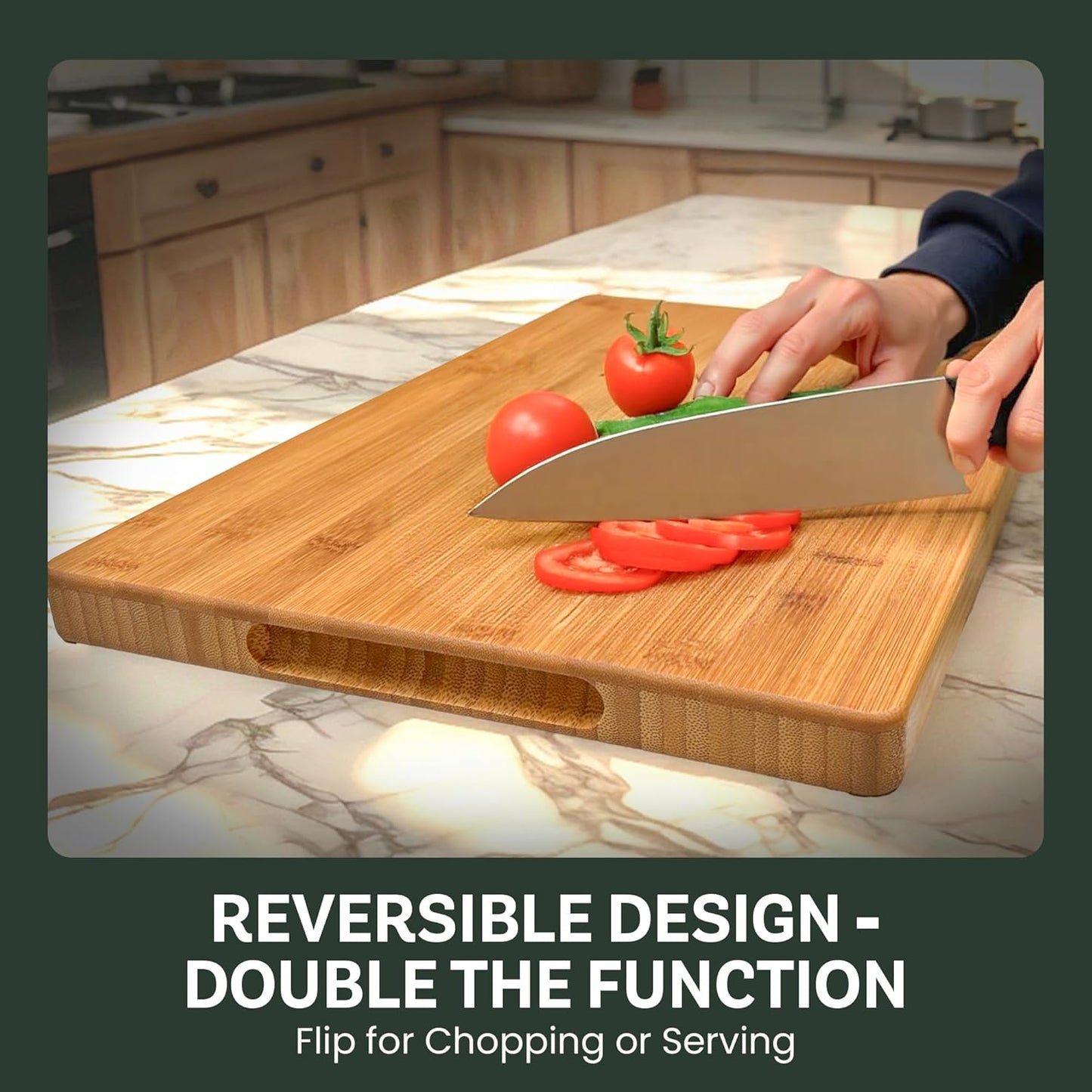 Bamboo Cutting Board, Wooden Kitchen Chopping Board for Food Prep, Chopping, Carving Meat, Fruits Vegetables, 12.5" x 9"