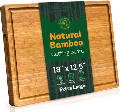 Bamboo Cutting Board, Wooden Kitchen Chopping Board for Food Prep, Chopping, Carving Meat, Fruits Vegetables, 12.5" x 9"