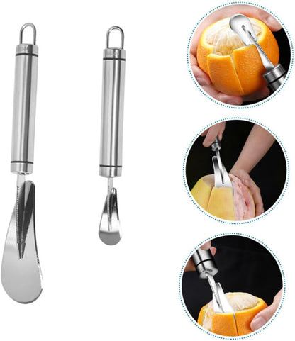 Stainless Steel Citrus Peeler Set 2pcs Grapefruit Knife Orange Cutter Kitchen Fruit Peeling Tool for Home Use for Citrus Fruits