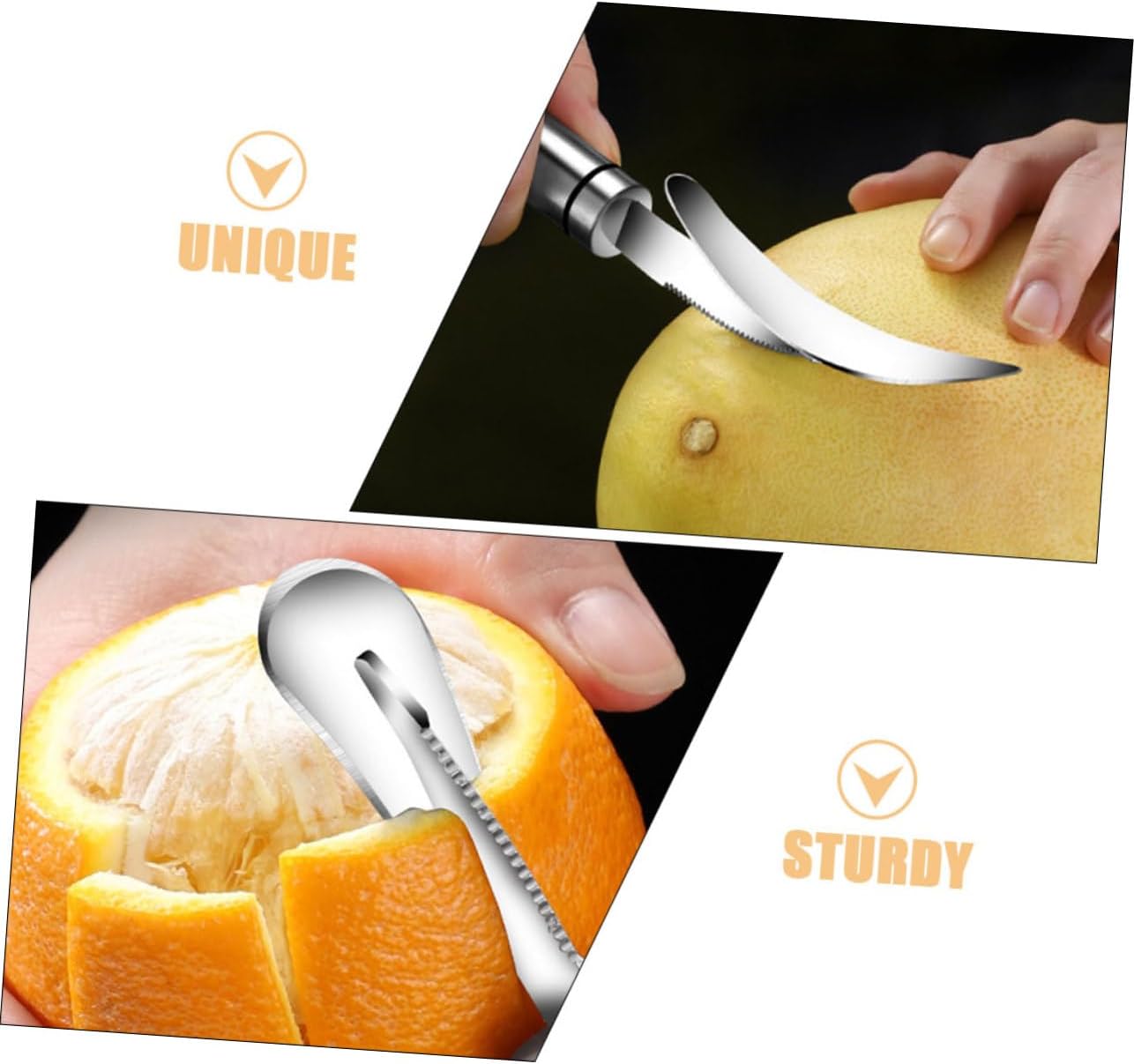 Stainless Steel Citrus Peeler Set 2pcs Grapefruit Knife Orange Cutter Kitchen Fruit Peeling Tool for Home Use for Citrus Fruits