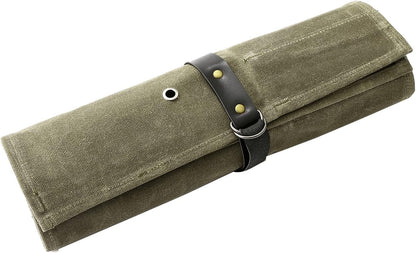 Chef Knife Roll Bag, 9 Pockets Canvas Knife Case, Knife Bag, Knife Wrap Wallet, Cutlery Knife Pouch Holders Protectors for Chef Knives Kitchen Utensils, Tool Roll (Brown)
