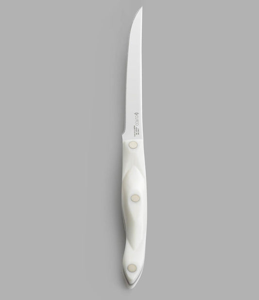 Model 1761 White (Pearl) Boning Knife with High Carbon Stainless 6.1" Straight edge blade and 5.5" handle in factory-sealed plastic bag.