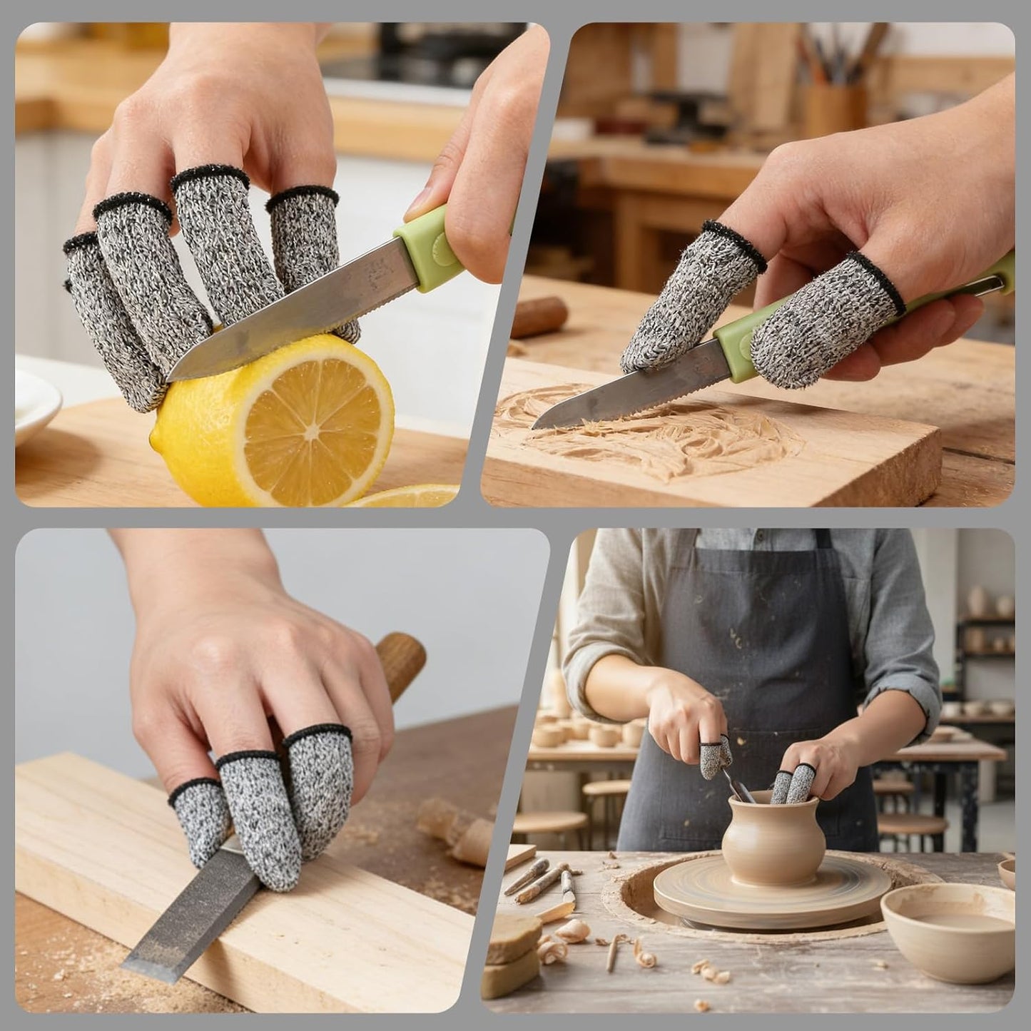 60 PCS Finger Cots Cut Resistant Protector Reusable Finger Thumb Protector Gloves Gloves Life Extender Durable Non Slip Finger Covers for Kitchen Garden Sculpture Work Grinding Stained Glass
