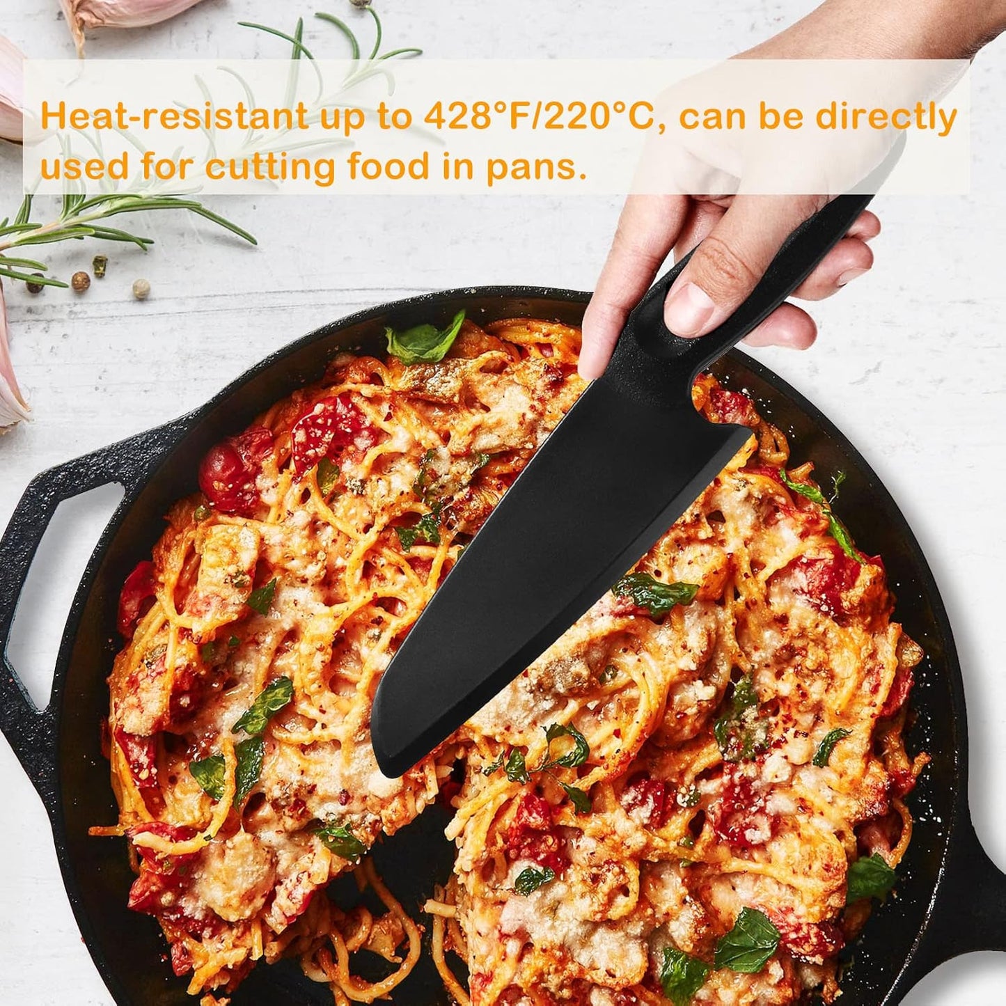 ReneeChef Professional Nylon Knife for Nonstick Pans, Kitchen Knife Safe for Kids, Nonstick Knife Heat-resistant Best for Cutting Brownies, Cakes, Bread, Lasagna, Cheese, Pizza, Pie etc.