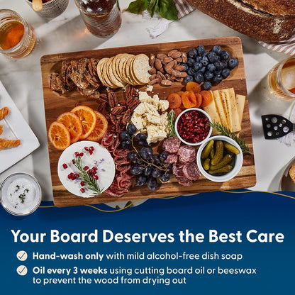 Winsome Acacia Wood Cutting Board | Acacia Edge Grain Cutting Board for Kitchen with Juice Groove & Sorting Compartment | Perfect for Charcuterie | Gift Box Included | 16x12x1.5 in