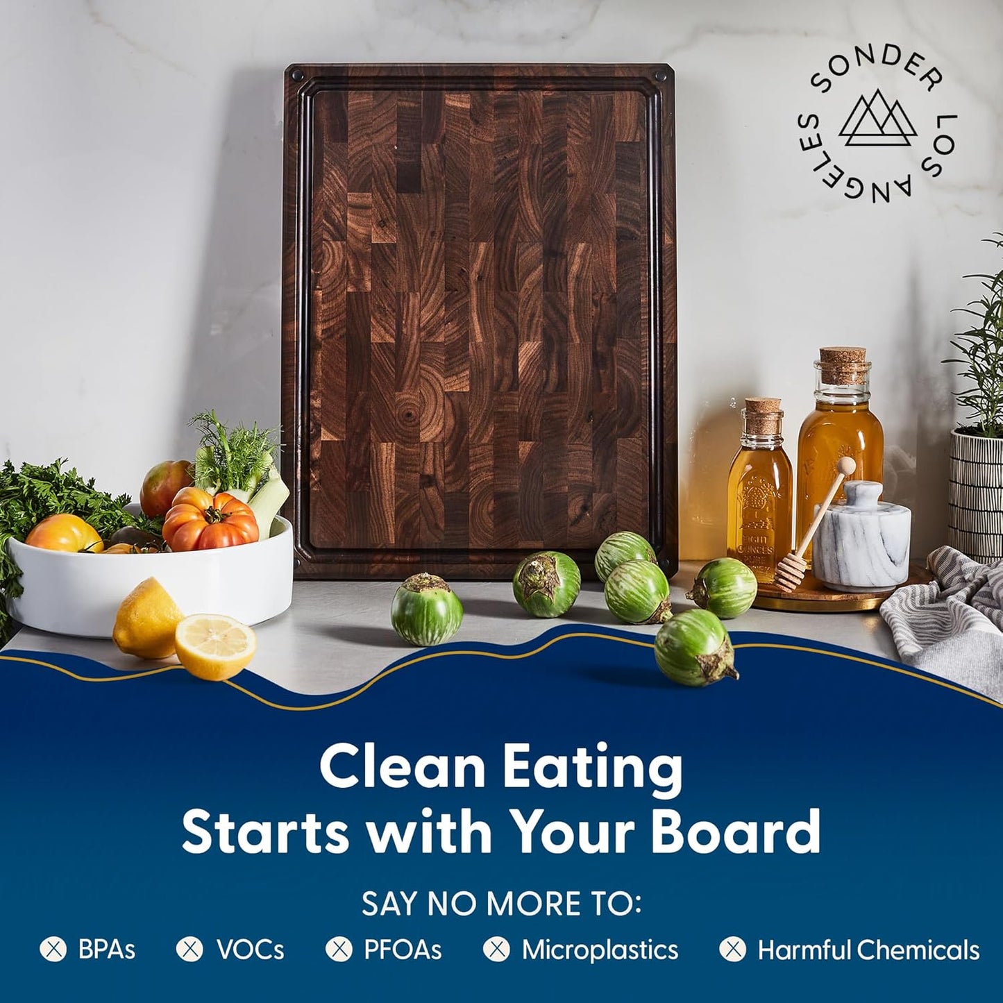 Winsome Acacia Wood Cutting Board | Acacia Edge Grain Cutting Board for Kitchen with Juice Groove & Sorting Compartment | Perfect for Charcuterie | Gift Box Included | 16x12x1.5 in