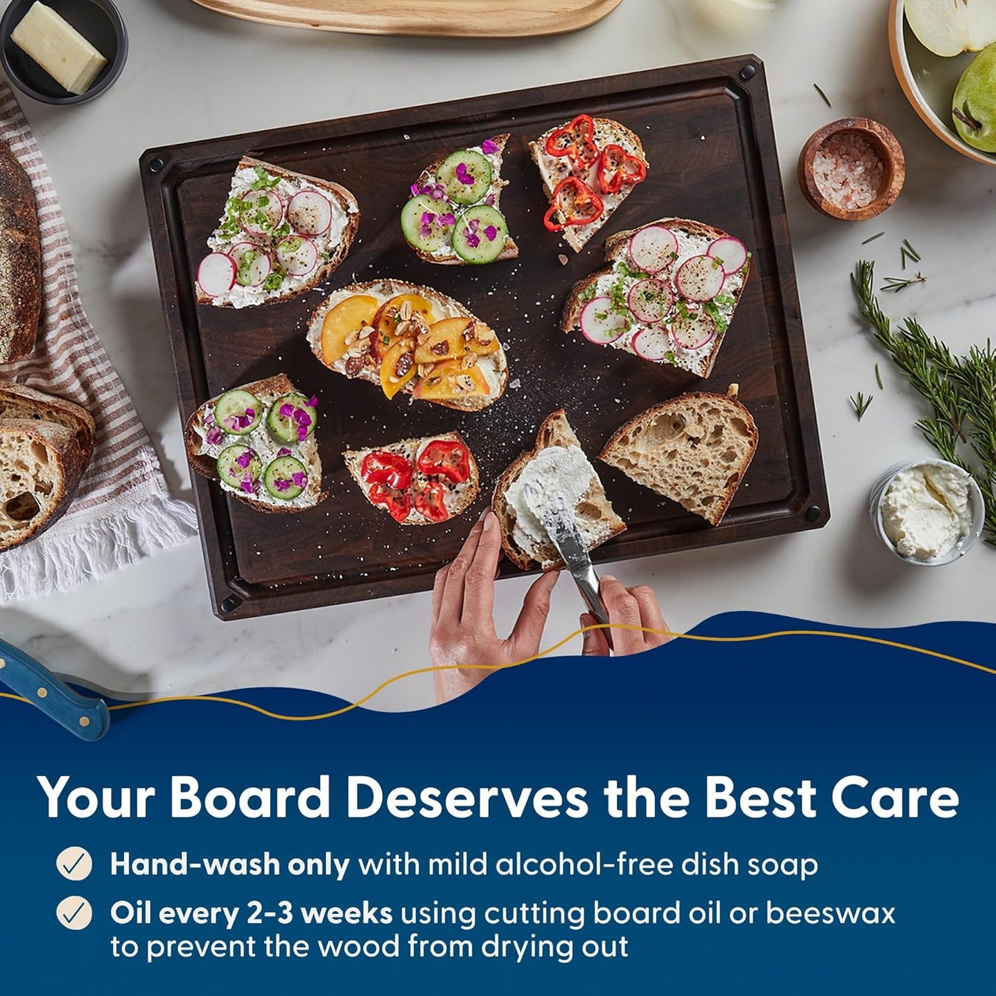 Winsome Acacia Wood Cutting Board | Acacia Edge Grain Cutting Board for Kitchen with Juice Groove & Sorting Compartment | Perfect for Charcuterie | Gift Box Included | 16x12x1.5 in