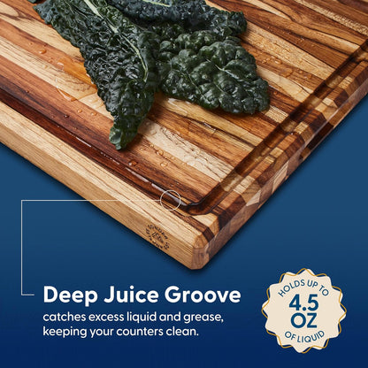 Winsome Acacia Wood Cutting Board | Acacia Edge Grain Cutting Board for Kitchen with Juice Groove & Sorting Compartment | Perfect for Charcuterie | Gift Box Included | 16x12x1.5 in