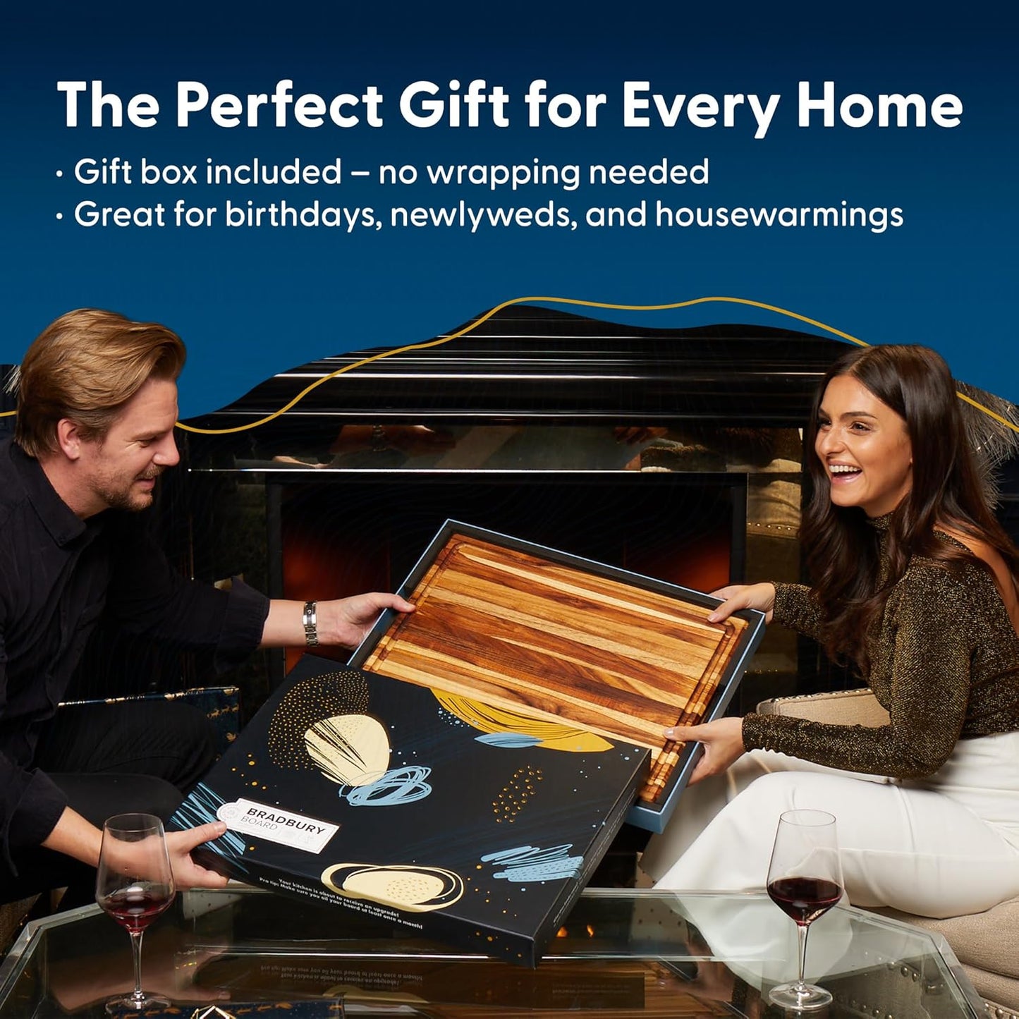 Winsome Acacia Wood Cutting Board | Acacia Edge Grain Cutting Board for Kitchen with Juice Groove & Sorting Compartment | Perfect for Charcuterie | Gift Box Included | 16x12x1.5 in