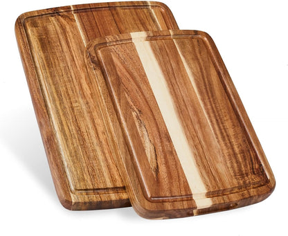 Winsome Acacia Wood Cutting Board | Acacia Edge Grain Cutting Board for Kitchen with Juice Groove & Sorting Compartment | Perfect for Charcuterie | Gift Box Included | 16x12x1.5 in