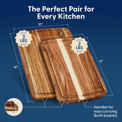 Winsome Acacia Wood Cutting Board | Acacia Edge Grain Cutting Board for Kitchen with Juice Groove & Sorting Compartment | Perfect for Charcuterie | Gift Box Included | 16x12x1.5 in