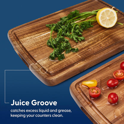 Winsome Acacia Wood Cutting Board | Acacia Edge Grain Cutting Board for Kitchen with Juice Groove & Sorting Compartment | Perfect for Charcuterie | Gift Box Included | 16x12x1.5 in