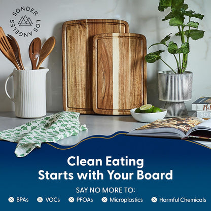 Winsome Acacia Wood Cutting Board | Acacia Edge Grain Cutting Board for Kitchen with Juice Groove & Sorting Compartment | Perfect for Charcuterie | Gift Box Included | 16x12x1.5 in