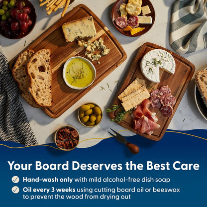 Winsome Acacia Wood Cutting Board | Acacia Edge Grain Cutting Board for Kitchen with Juice Groove & Sorting Compartment | Perfect for Charcuterie | Gift Box Included | 16x12x1.5 in