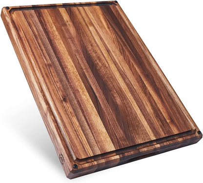 Winsome Acacia Wood Cutting Board | Acacia Edge Grain Cutting Board for Kitchen with Juice Groove & Sorting Compartment | Perfect for Charcuterie | Gift Box Included | 16x12x1.5 in