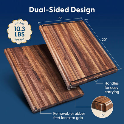 Winsome Acacia Wood Cutting Board | Acacia Edge Grain Cutting Board for Kitchen with Juice Groove & Sorting Compartment | Perfect for Charcuterie | Gift Box Included | 16x12x1.5 in