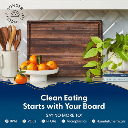 Winsome Acacia Wood Cutting Board | Acacia Edge Grain Cutting Board for Kitchen with Juice Groove & Sorting Compartment | Perfect for Charcuterie | Gift Box Included | 16x12x1.5 in