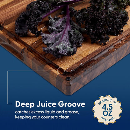 Winsome Acacia Wood Cutting Board | Acacia Edge Grain Cutting Board for Kitchen with Juice Groove & Sorting Compartment | Perfect for Charcuterie | Gift Box Included | 16x12x1.5 in