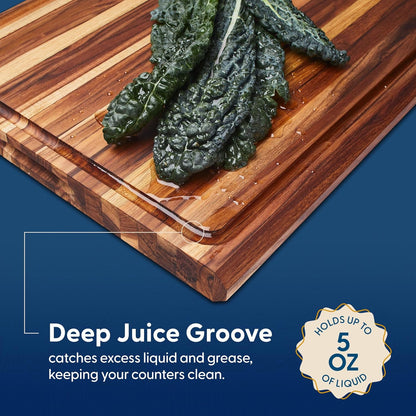 Winsome Acacia Wood Cutting Board | Acacia Edge Grain Cutting Board for Kitchen with Juice Groove & Sorting Compartment | Perfect for Charcuterie | Gift Box Included | 16x12x1.5 in