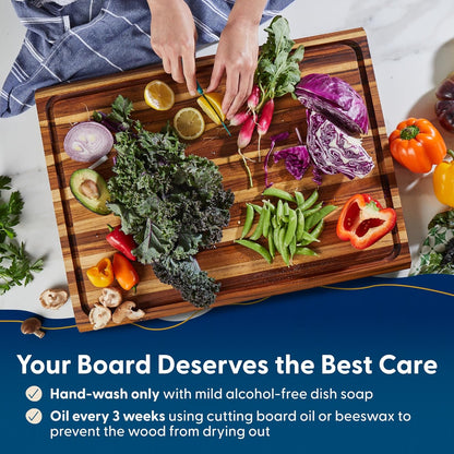 Winsome Acacia Wood Cutting Board | Acacia Edge Grain Cutting Board for Kitchen with Juice Groove & Sorting Compartment | Perfect for Charcuterie | Gift Box Included | 16x12x1.5 in