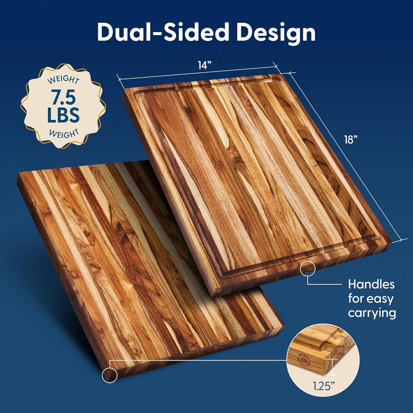 Winsome Acacia Wood Cutting Board | Acacia Edge Grain Cutting Board for Kitchen with Juice Groove & Sorting Compartment | Perfect for Charcuterie | Gift Box Included | 16x12x1.5 in
